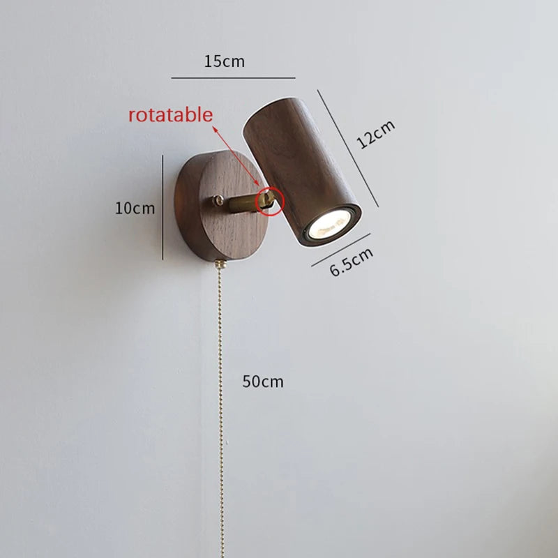 Applique murale à spot LED réglable en noyer Camille