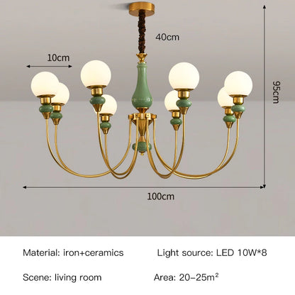 Geneviève Retro Gold Ceramic Chandelier