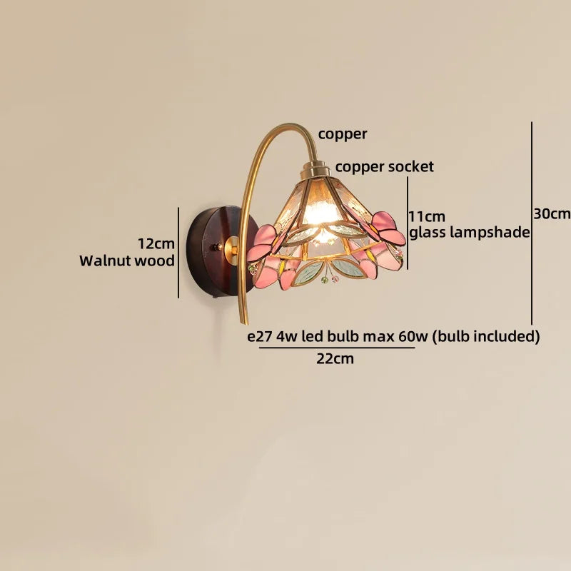 Sakura White Ceramic Walnut Wood LED Wall Lamp Japan Style