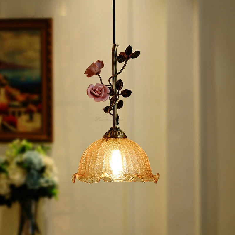 Élise Suspension Plafonnier Vintage Rose Français Cuivre