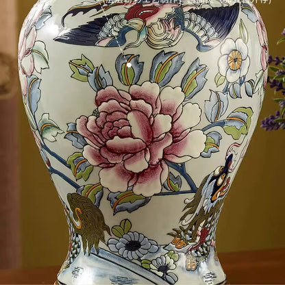 Neoclassical Ceramic Table Lamp with Fabric Shade for Bedroom and Living