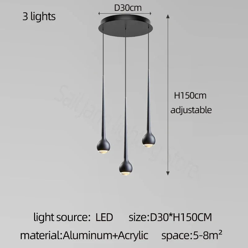 Amélie Modern Water Drop Staircase Crystal Pendant Lamp Luxury Bar Restaurant