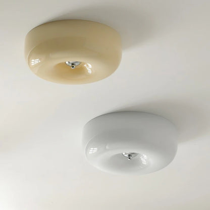 Plafonnier encastré Camille en verre beige pour couloir et chambre