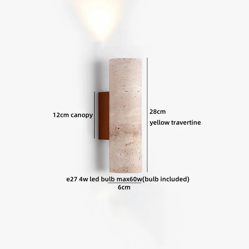 Élise Yellow Travertine LED Wall Lamp Japan Style Luxury