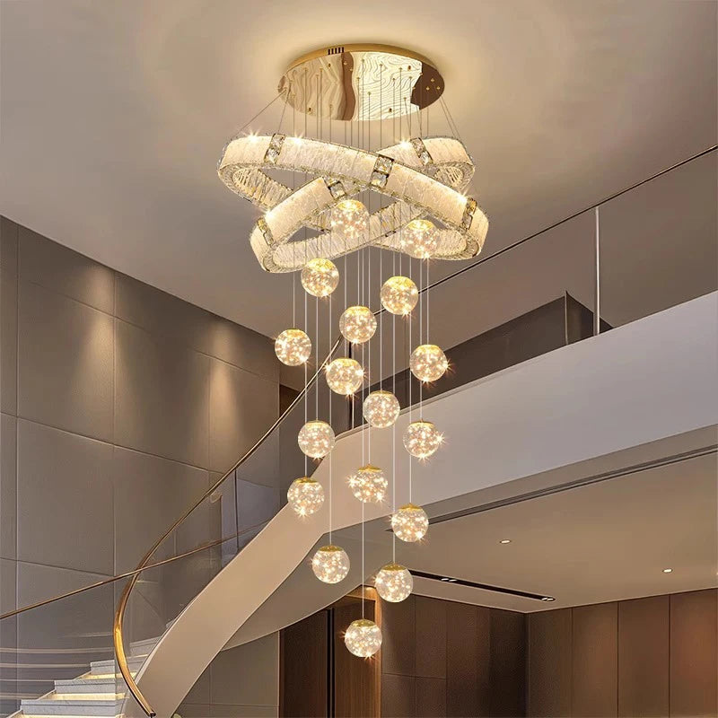 Lustre Suspendu LED Escalier de Cristal Élodie