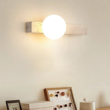 Élodie Travertine Glass Wall Sconce Lamp