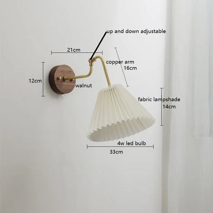 Camille Adjustable Fabric Wall Lamp with Copper Arm