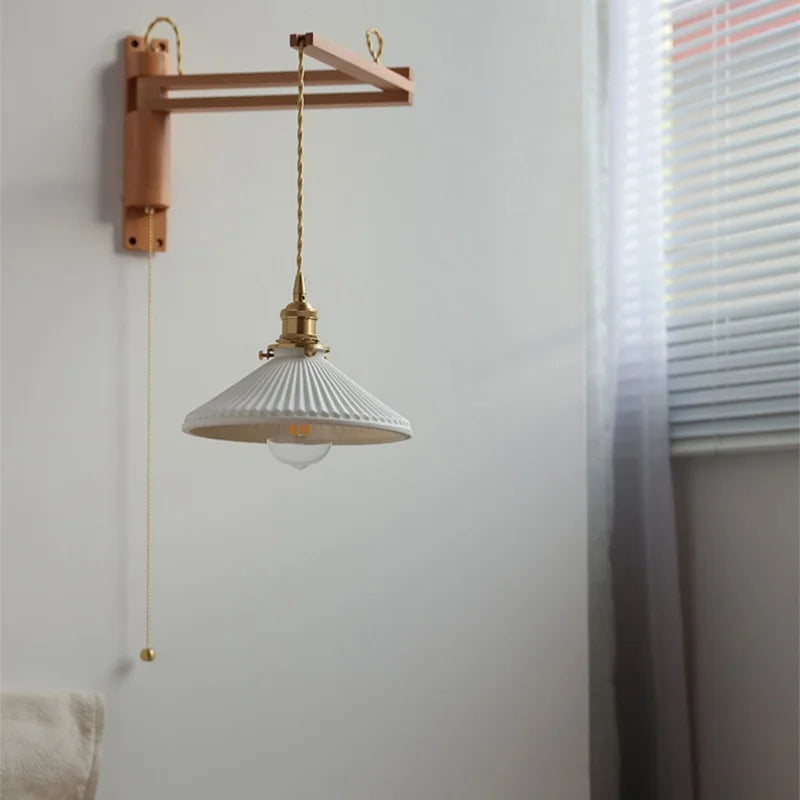 Applique murale Élise en céramique et bois pour chambre et salle de bain