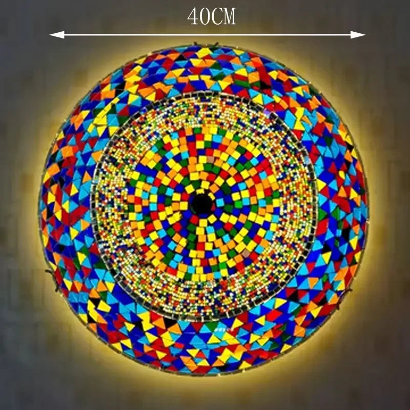 Madeleine Tiffany Stained Glass Ceiling Lamp Blue LED