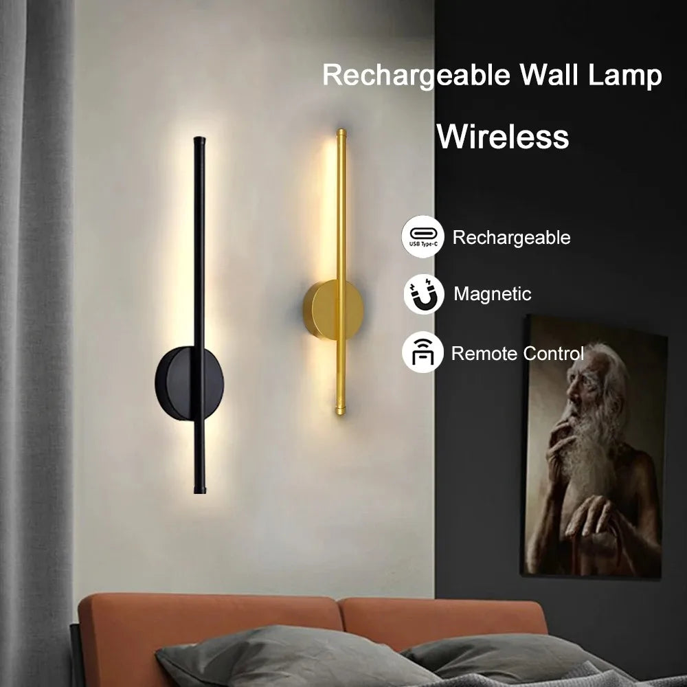Élise – Applique Murale LED Rechargeable Or Moderne et Noir