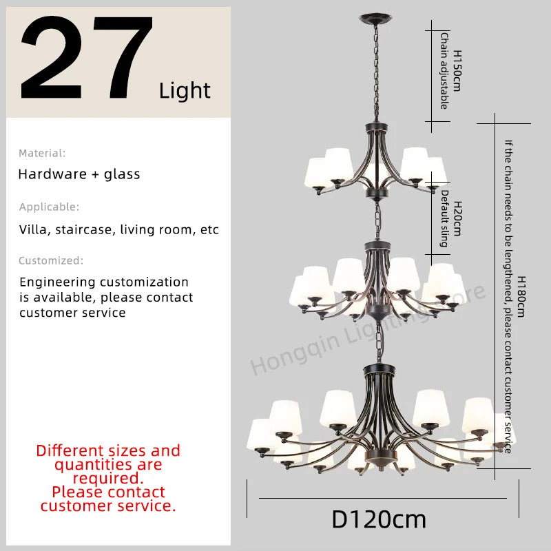 Isabelle Nordic Glass Stair Pendant Chandelier
