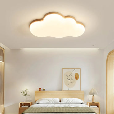 Plafonnier LED nuage en bois Amélie, style crème, chambre d'enfant