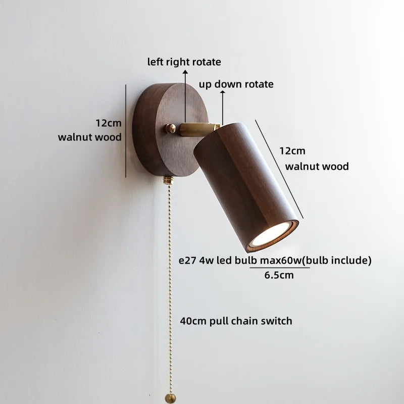 Lampe murale LED Camille Or Cuivre Noyer Style Japonais