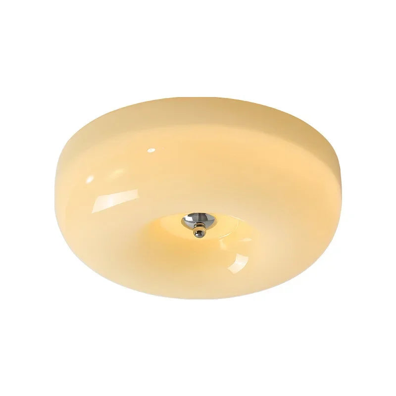 Plafonnier encastré Camille en verre beige pour couloir et chambre
