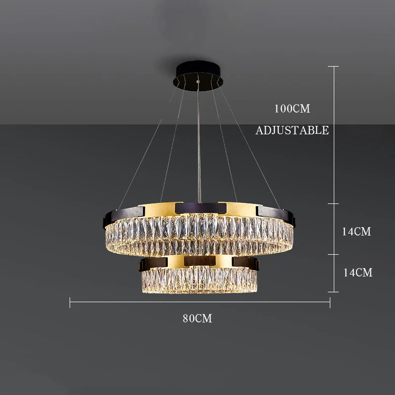 Lustre LED moderne en cristal Camille, lampe suspendue de luxe pour salon, salle à manger et chambre à coucher