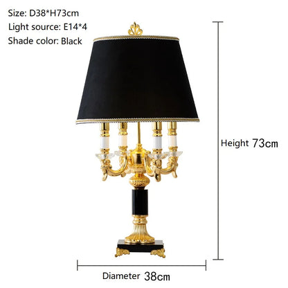 Lampe de Table Élysée Luxe Noir et Or avec Cristaux
