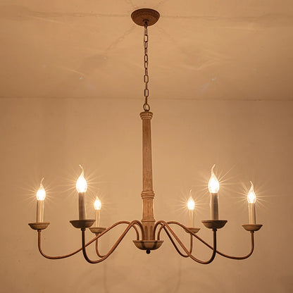 Lustre rustique en bois massif Amélie pour salles à manger et salons