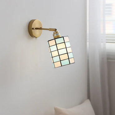 Isabelle Vintage Blue Glass Copper LED Wall Sconce