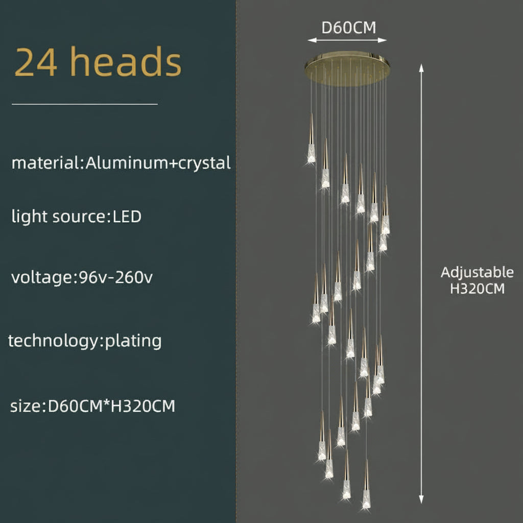 Lustre suspension Vivienne Crystal Staircase pour intérieurs de luxe