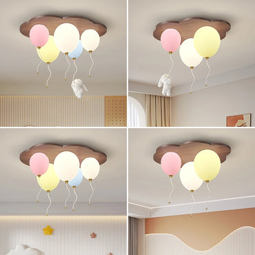 Amélie Nuage Ballon Plafonnier LED en bois pour chambre d'enfant, intensité variable