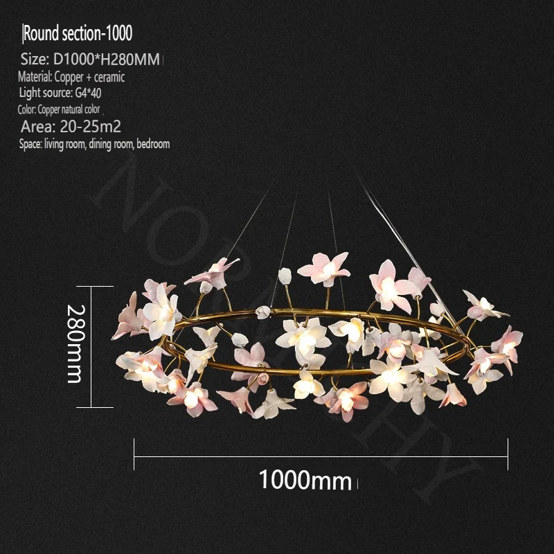 Lustre floral en céramique de luxe Celestia