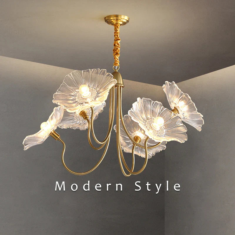 Lustre Célestine en verre feuille de lotus