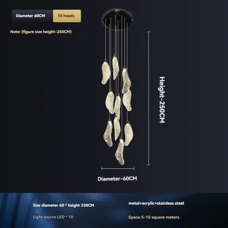 Aurélie Suspension LED Art Déco Feuille Flottante