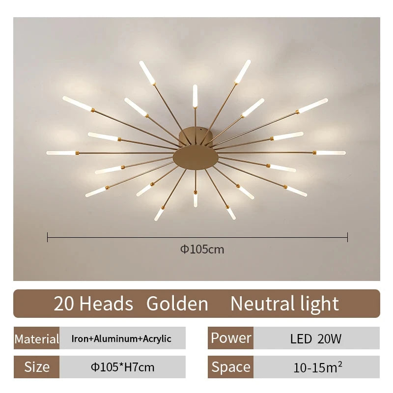 Celeste Nordic Fireworks LED Ceiling Chandelier for Modern Interiors