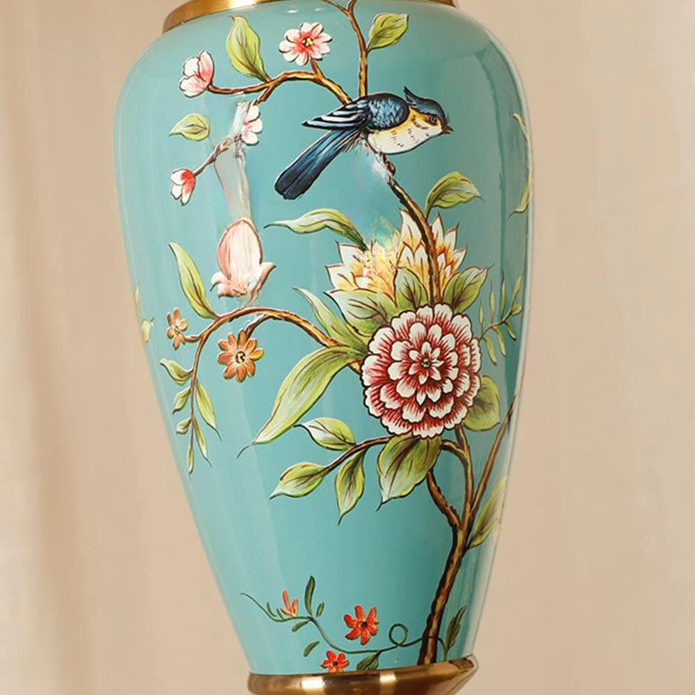 Élise Ceramic Retro LED Floor Lamp Fabric Shade Living Room