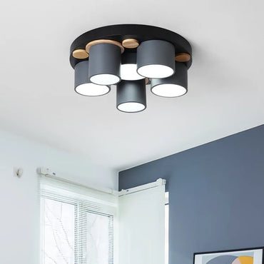 Plafonnier à LED Émilie avec accents en bois nordique