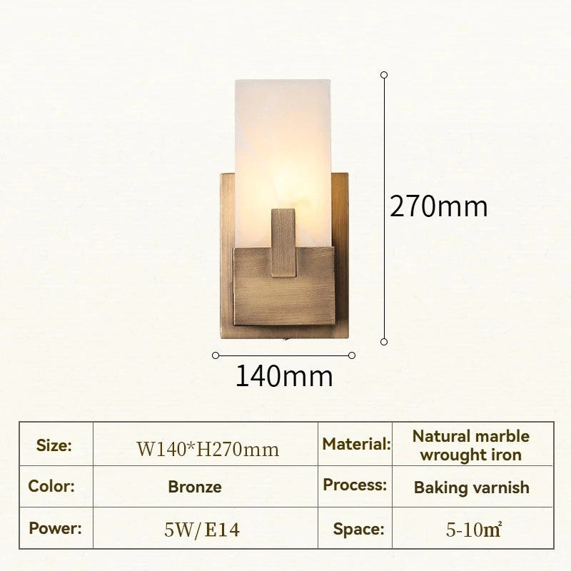 Applique murale Madeleine en marbre, luminaire mural minimaliste de chevet