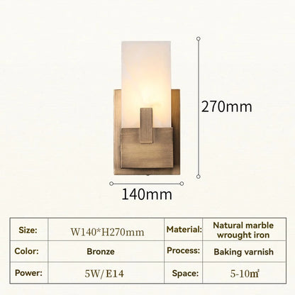 Applique murale Madeleine en marbre, luminaire mural minimaliste de chevet