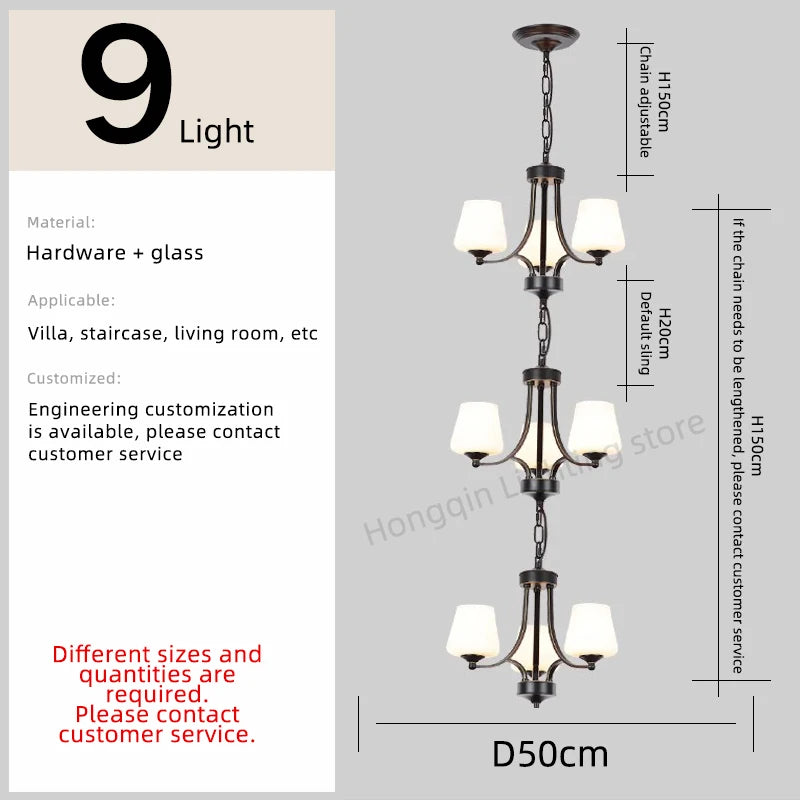 Isabelle Nordic Glass Stair Pendant Chandelier