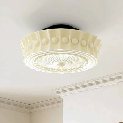 Léonie Cream Glass Hanging Ceiling Light with Chain