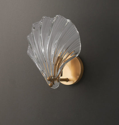 Applique murale LED Isabelle Sea Shell en verre, accent doré