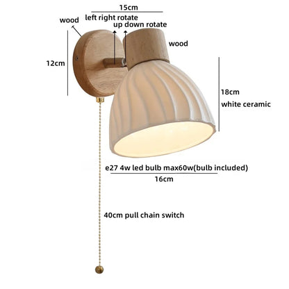 Lucienne Amber Glass Wood Wall Light