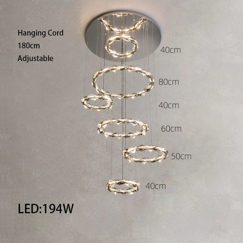 Élodie 2025 Plafonnier Moderne Anneau Cristal LED Dimmable Lustre Décoration Luminaire Argent