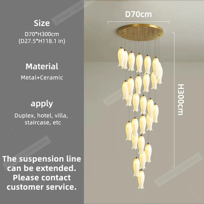 Amélie Suspension Minimaliste Céramique pour Escalier