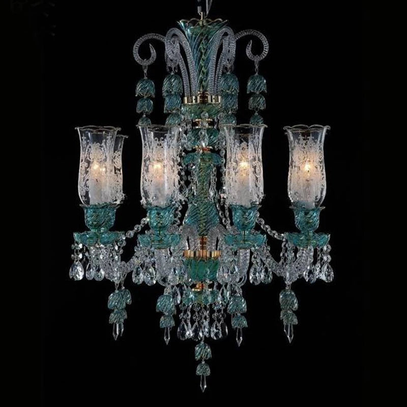 Long lustre en verre transparent pour salon et bureau