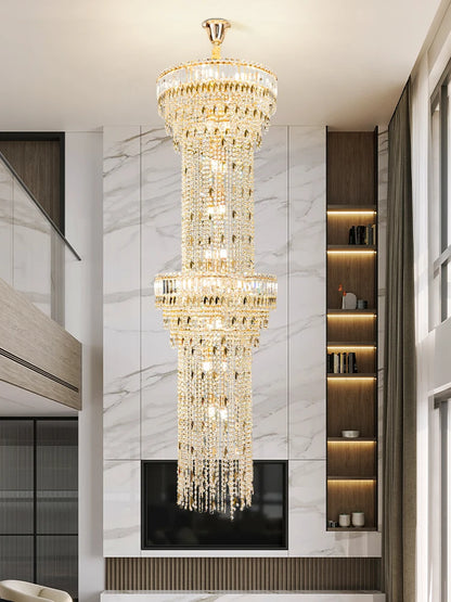 Long Lustre en Cristal Spirale Creux pour Escalier et Salon