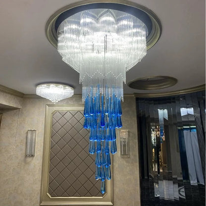 Lustre Camille Spiral Cristal Lumière d'escalier Villa de luxe