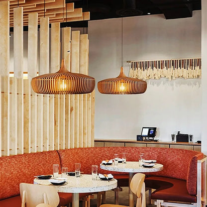 Suspension Elodie Wood Birdcage E27, pour salle à manger de style loft