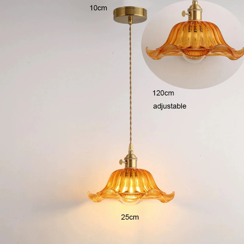 Suspension Valérie Vintage Art Déco en Verre Teinté