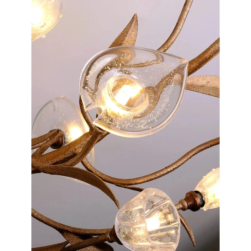 Élise Postmodern Copper Crystal Flower Chandelier Ceiling Light