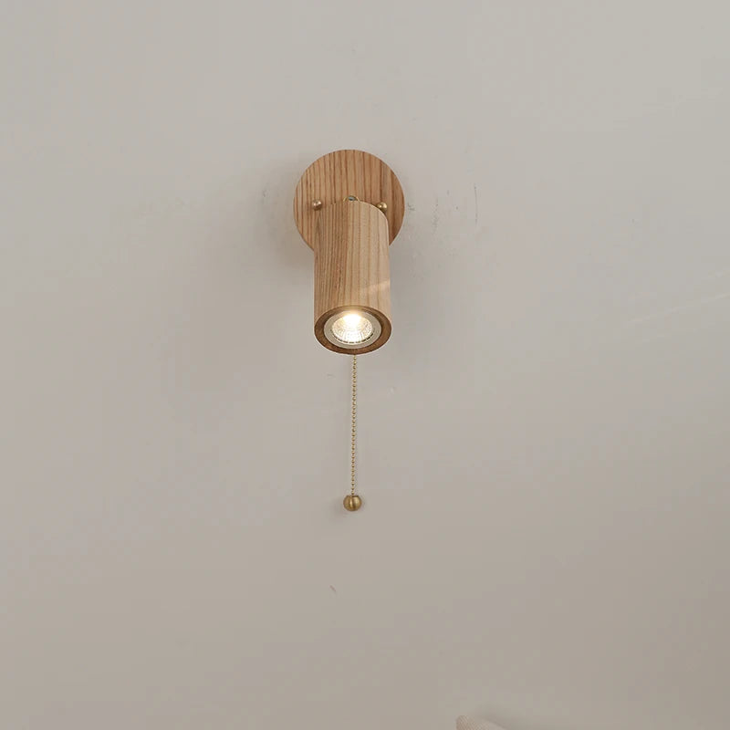 Élise Nordic Ash Wood LED Wall Lamp Pull Chain E27