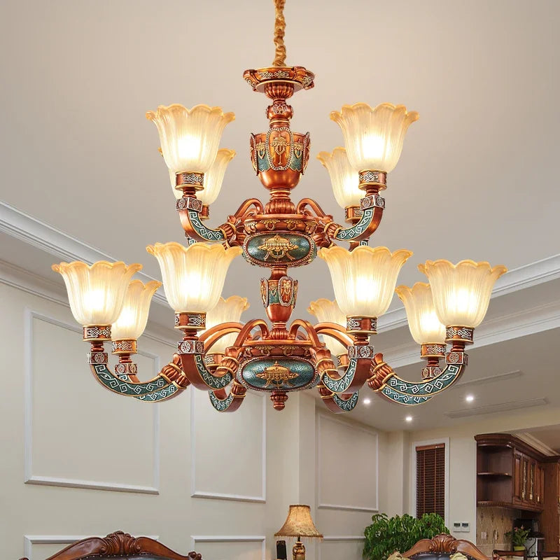 Lustre de salon de luxe européen, restaurant rétro américain, villa, hôtel, restaurant occidental, café, lampe suspendue