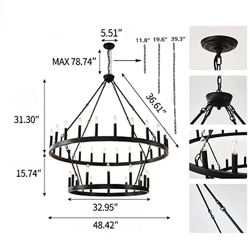 Suspension circulaire en fer forgé Anouk pour salle à manger et salon