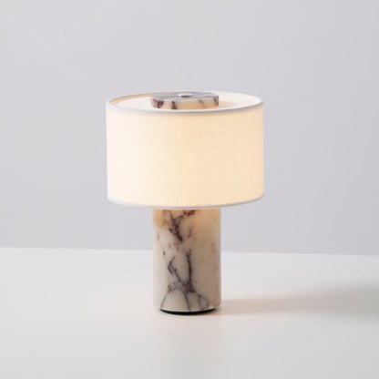 Aurélie Marble Sediment Table Lamp with Fabric Shade