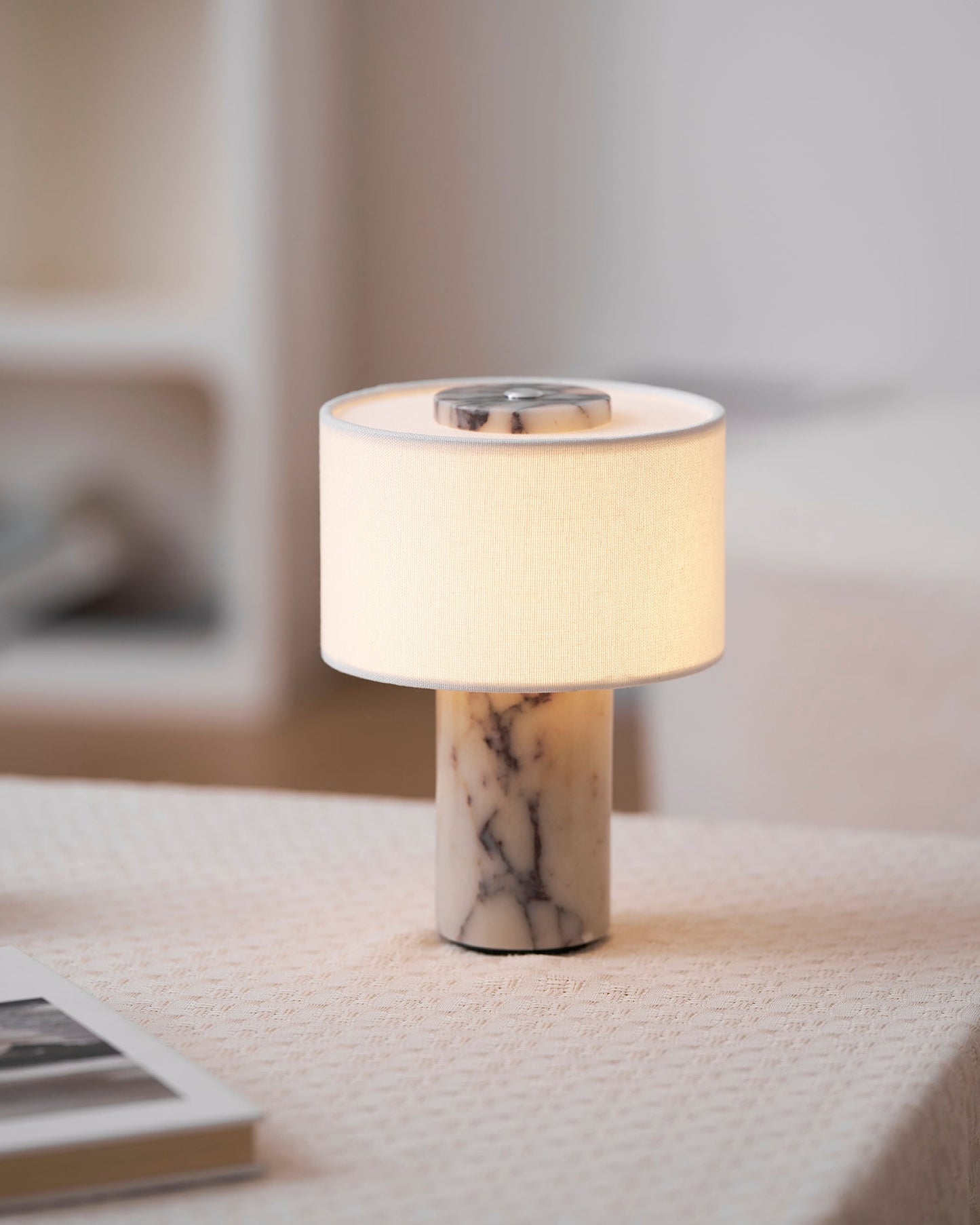 Aurélie Marble Sediment Table Lamp with Fabric Shade
