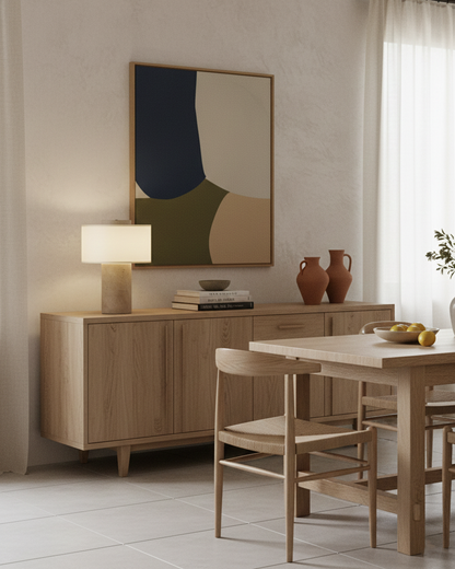 Aurélie Marble Sediment Table Lamp with Fabric Shade